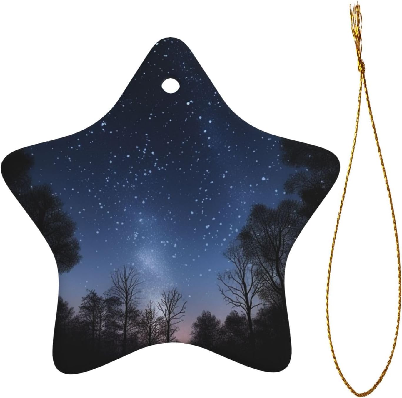 Christmas Ornaments Ceramic Star Shaped Christmas Hanging Ornament Double-Sided Starry Night Sky Print Christmas Tree Pendants for Xmas Tree Fireplace Party Holiday Wedding