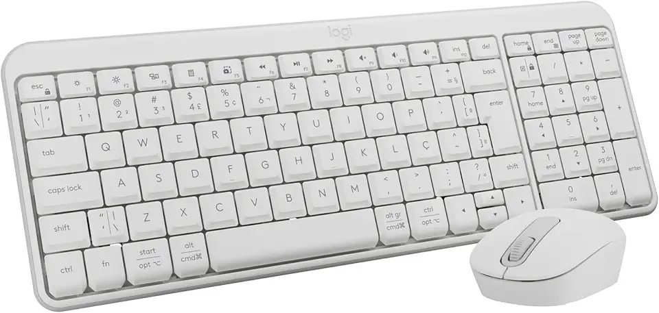 Combo Teclado e Mouse Sem Fio Logitech MK250 Bluetooth com Conectividade Rápida e Fácil, Design Compacto, Mouse Ambidestro, Layout ABNT2, Construção Durável, Compatível com PC e Mac - Branco