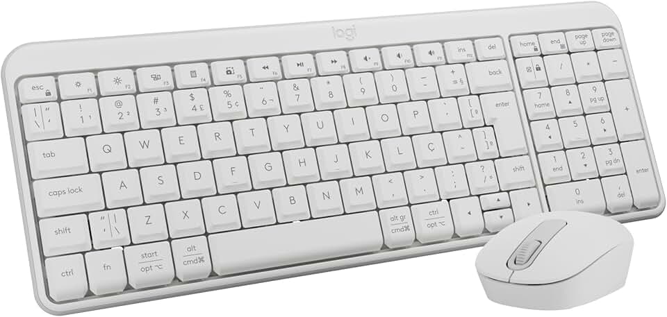 Combo Teclado e Mouse Sem Fio Logitech MK250 Bluetooth com Conectividade Rápida e Fácil, Design Compacto, Mouse Ambidestro, Layout ABNT2, Construção Durável, Compatível com PC e Mac - Branco