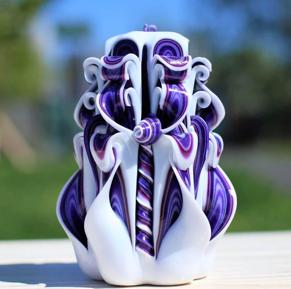 Christmas Purple Carved Candles 5"-Unique Easter Candle-Mothers day gift-Designer Colored Candles-Oscar Candles