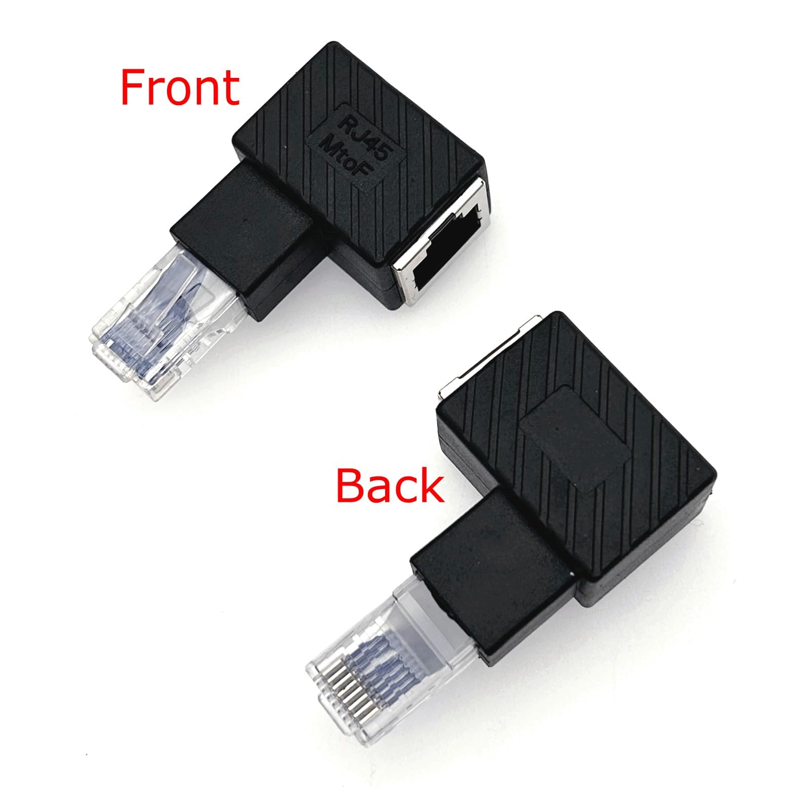 Lot de 2 adaptateurs Ethernet RJ45 mâle vers femelle à angle droit Cat6/Cat5e
