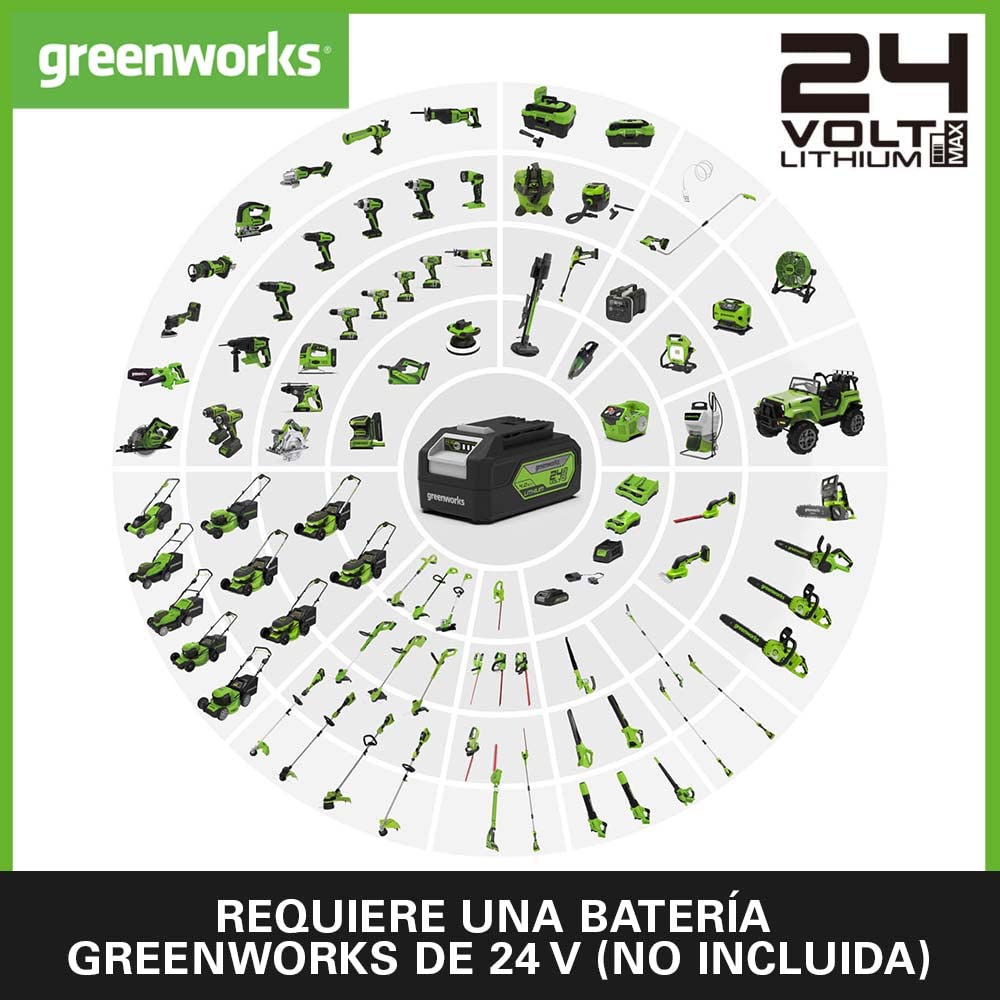Greenworks 48V (24V x 2) Motosierra a Batería, Motor sin Escobillas, Barra 14-Pulgada (35 cm), Velocidad de Cadena 20m/s, 3,7kg, Autoengrasado,SIN 2 Baterías 24V y Cargador, GD24X2CS36
