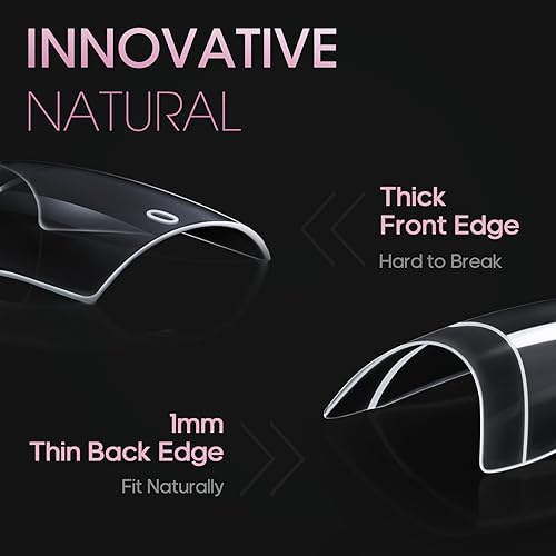 Miniatura 4 de Buqikma 500 puntas de uñas cortas de gel francés de media cubierta para uñas acrílicas, puntas de uñas acrílicas medio mate, puntas de uñas