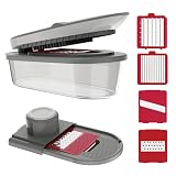 Vegetable Chopper and Mandoline Slicer with Container, CHOPZILLA 4 Stainless Steel Blades, BPA-Free Onion Chopper, Vegetable Cutter, French Fry Cutter, Dishwasher Safe Fruit Potato Dicer, Pink