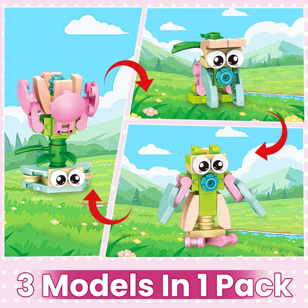 36 Pack Party Favors Building Blocks for Kids,Flowers Bouquets Building Toys DIY Unique Bricks Mini Animals Toys for Boys Girls Goodie Bags Stocking Stuffers Holiday Birthday Gifts Classroom Prizes