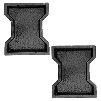 Reyal Black Big Ishape Paver Block mould(Pack of 2)(Size : 260 x 210 x 60mm) Black Rubber Interlocking Dumbell Mould Paving Stone Mould Pathway Patio DIY Paver Mold