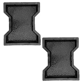 Reyal Black Big Ishape Paver Block mould(Pack of 2)(Size : 260 x 210 x 60mm) Black Rubber Interlocking Dumbell Mould Paving Stone Mould Pathway Patio DIY Paver Mold