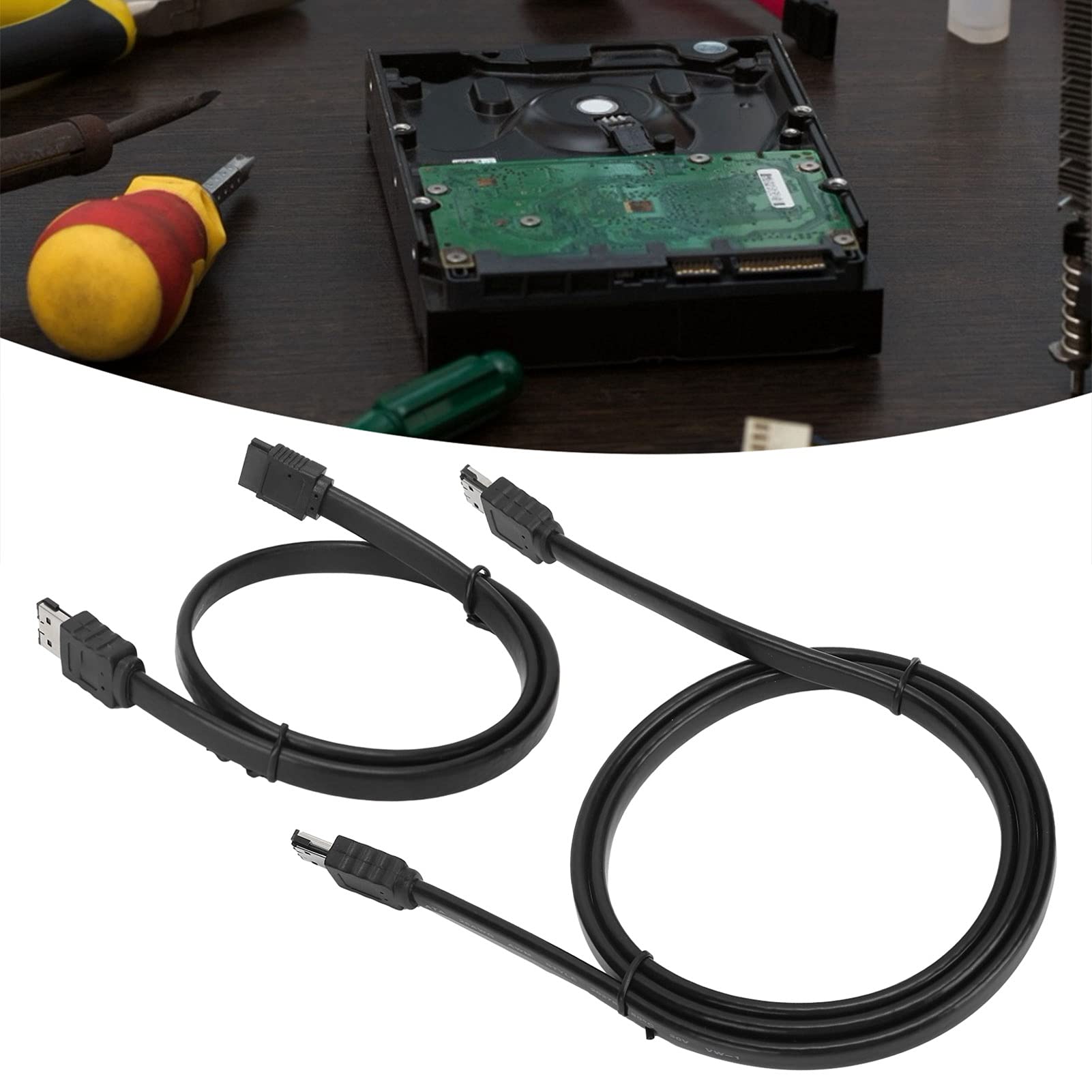Kabel SATA, 50 Cm/100 Cm PVC ESATA na SATA z Męskiego na Męskie M/M Ekranowany, Kabel Serial ATA z Odłamkami Pasuje do Zewnętrznego Dysku Twardego(50cm)