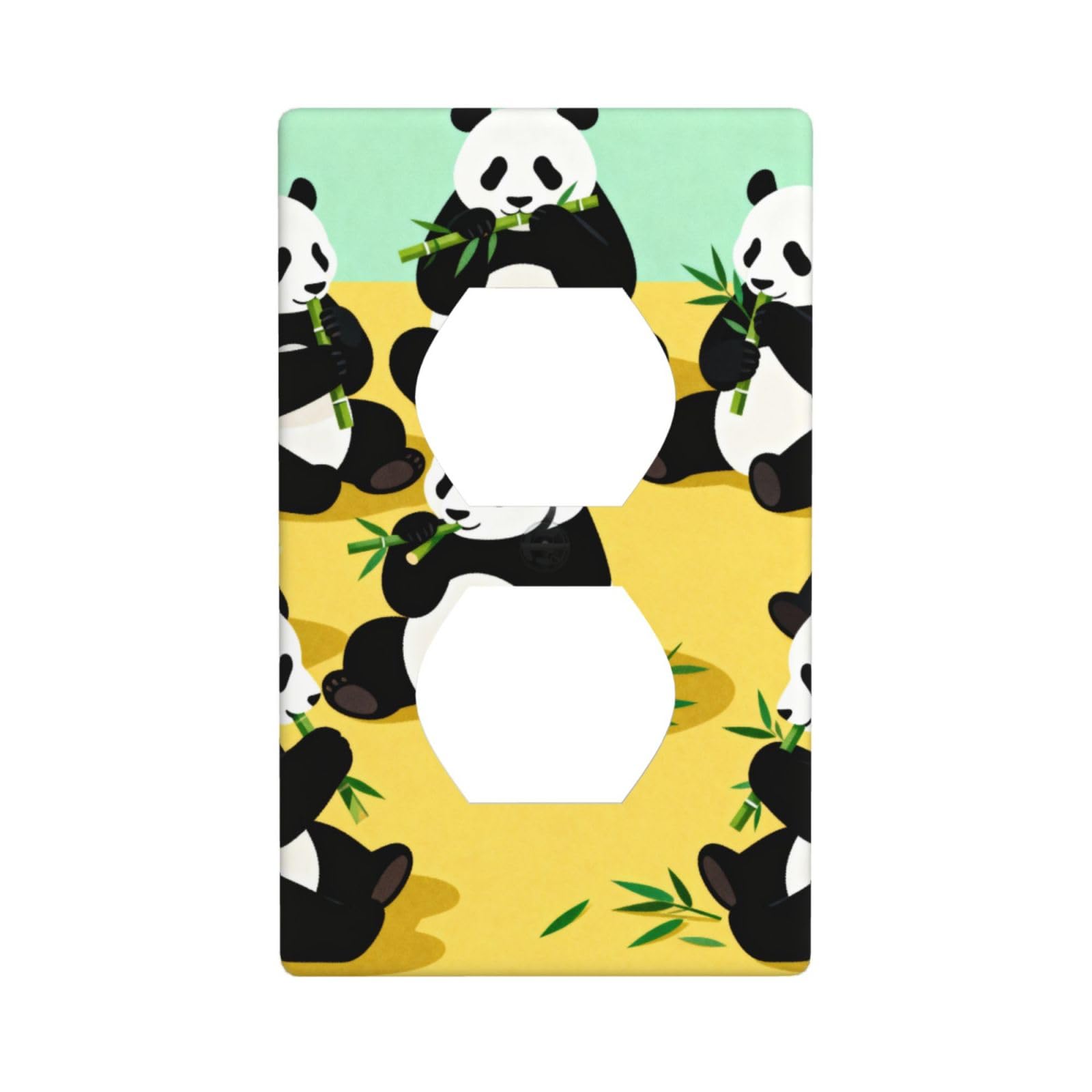 Panda Eating Decorative Switch Plate Cover-Unbreakable Polycarbonate Wall Plate for Home Office, 1 Gang with Screws