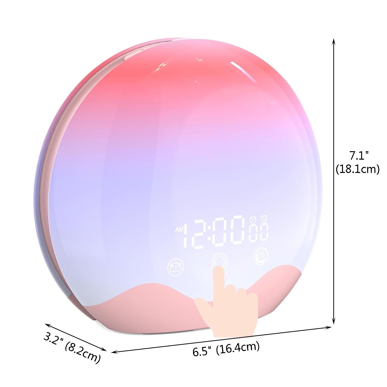 Luz De Despertador, Reloj Despertador De Amanecer, Temporizador De Sueño con Simulación De Amanecer / Atardecer, Ayuda para Dormir Snooze, Luz Nocturna De Guardería para Durmientes Pesados(Rosa)