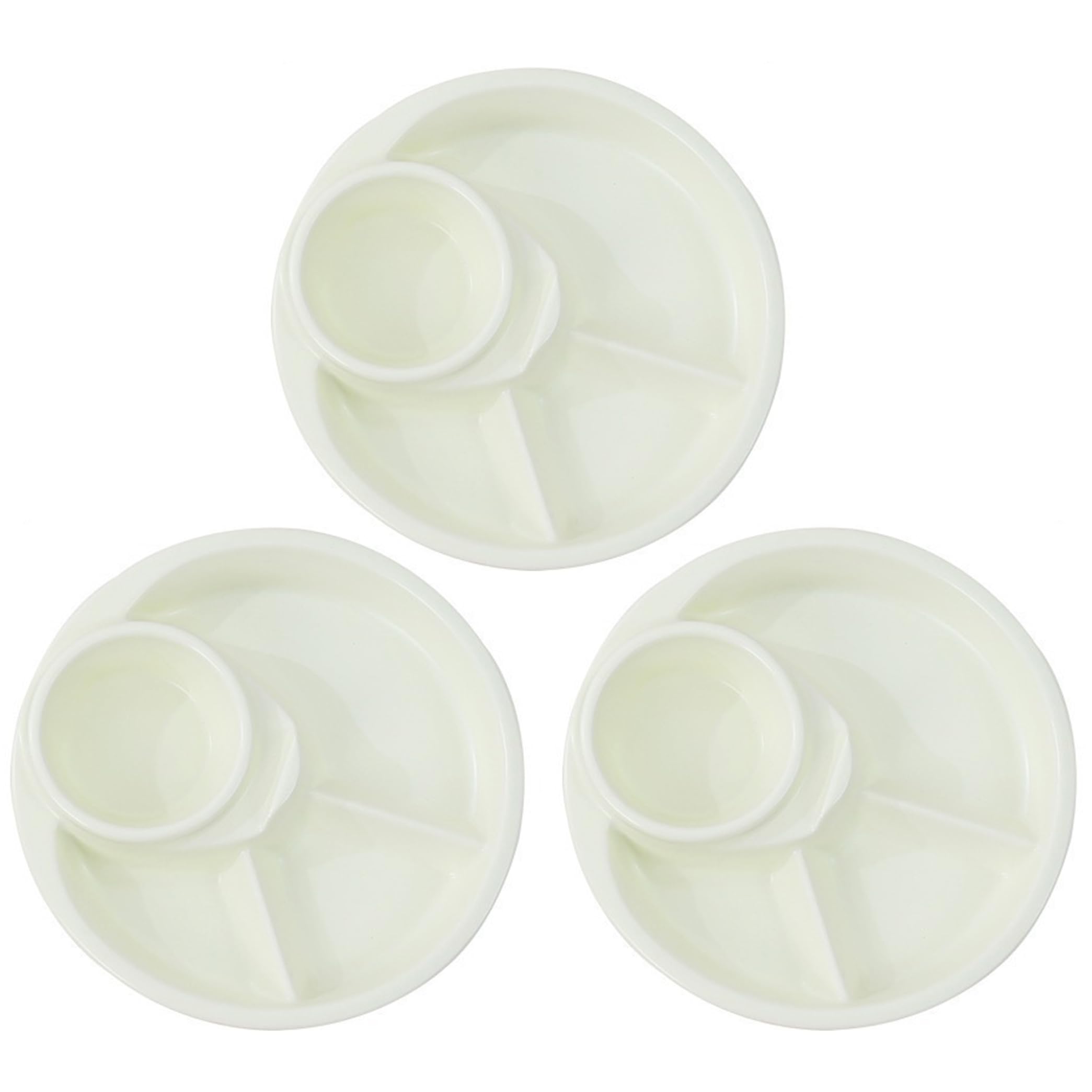 Tsawntd Portion Control Plates For Adults, 3 Pack Portion Control Plates For Adults, Plastic Divided Compartment, Dishwasher Safe, White Kids with Sections Plastic Dinner Plate