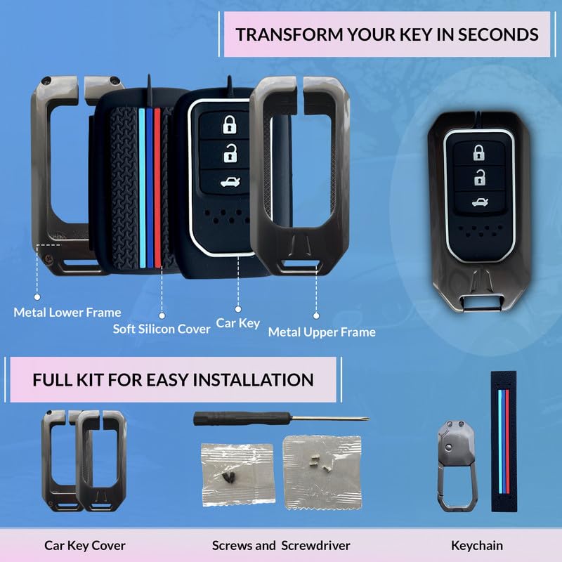 Image of NEODRIFT 'KeyShield' Car Key Cover for Suitable for Honda Elevate (Shape 1, 03 Buttons) (Durable, Stylish, and 360 Protection)
