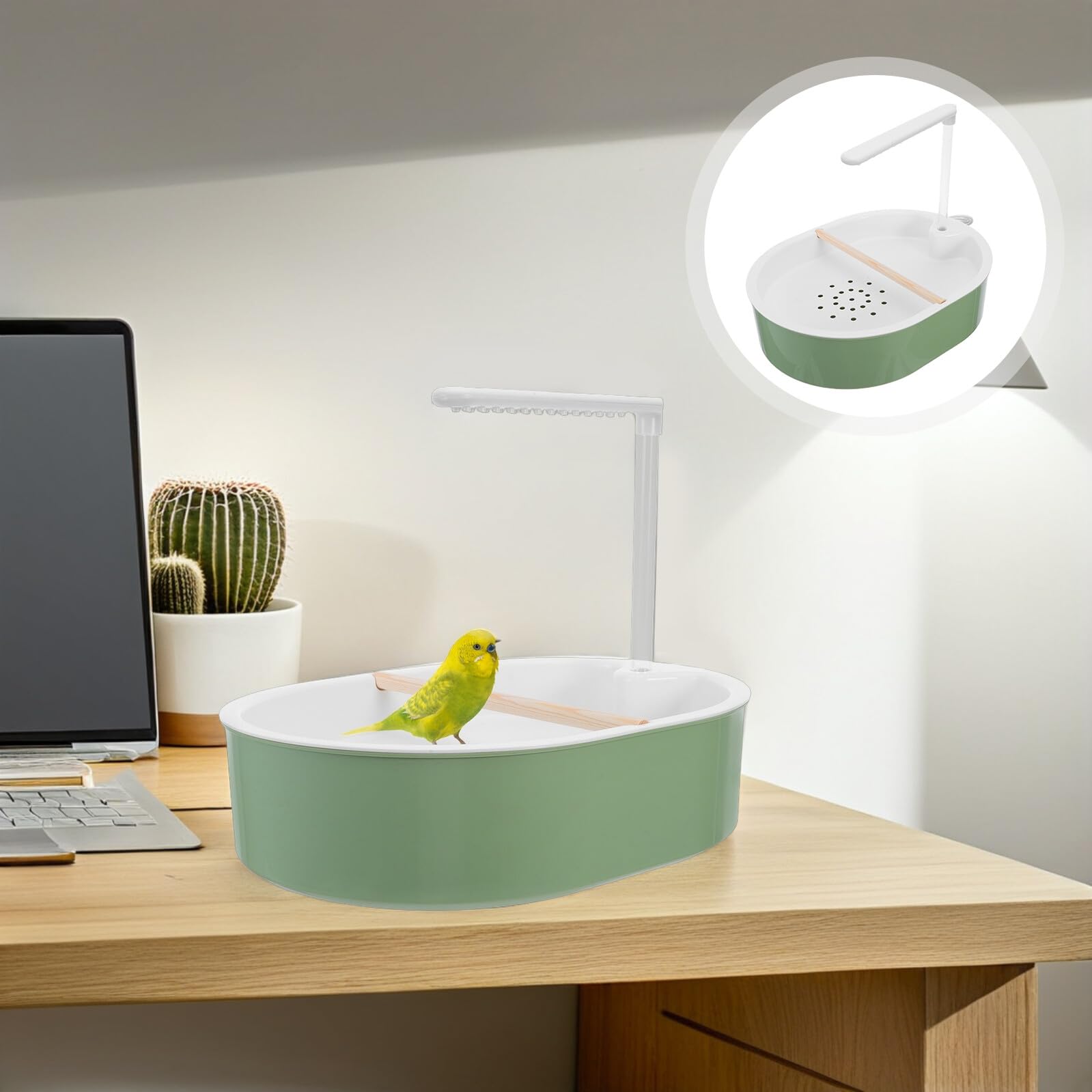 TOYANDONA Vasca da Bagno Automatica per Uccelli Conuri con Pompa Silenziosa e Flusso Regolabile, Fontana Doccia Interna per Pappagalli e Inseparabili, Accessorio Bagno per Gabbia Facile