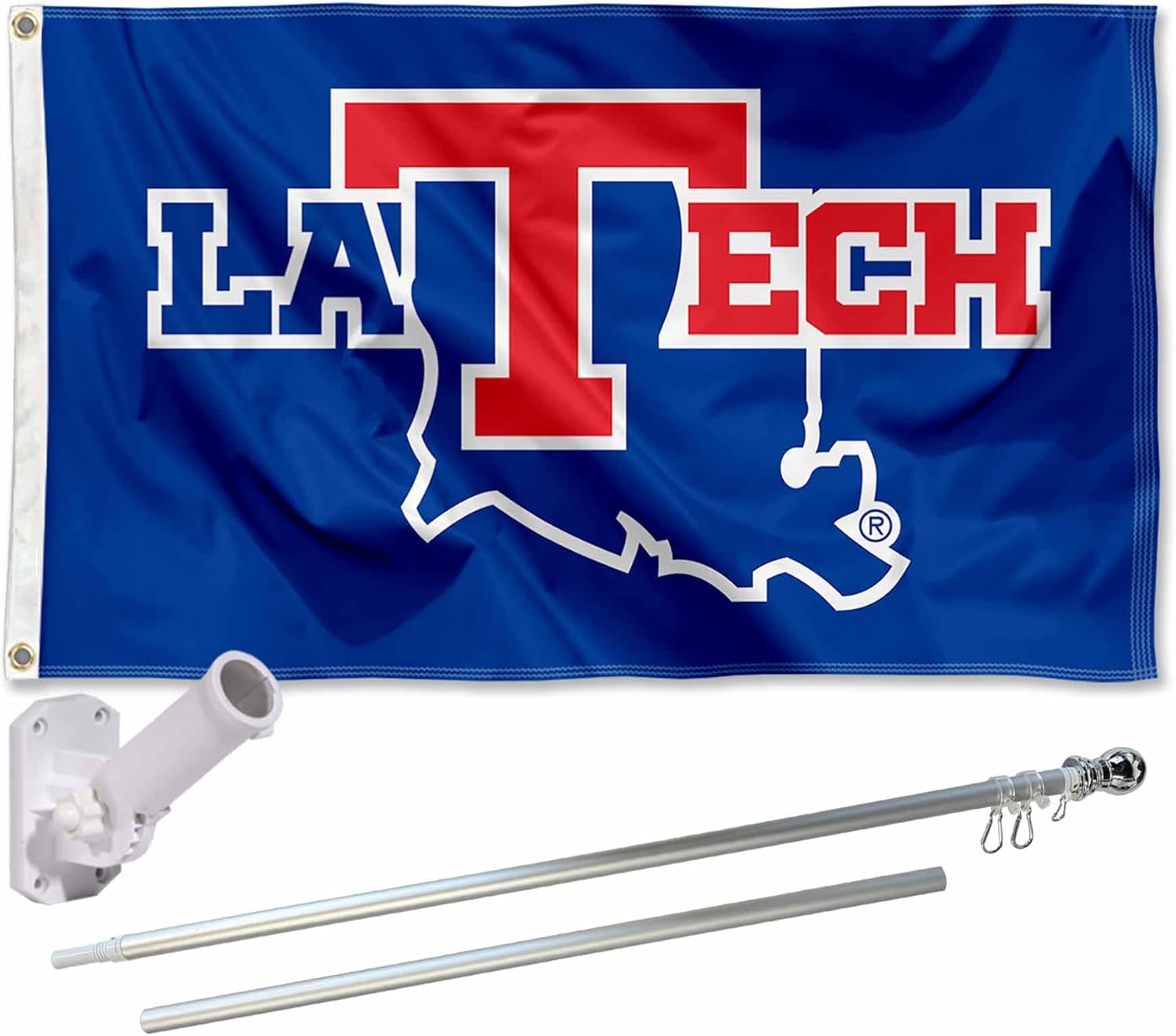 Louisiana Tech Bulldogs Flag with Pole and Bracket Complete Set