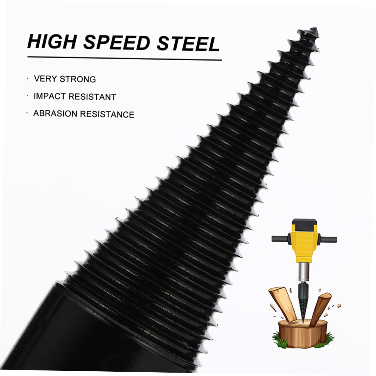 Kisangel Broca Cónica para Partir Madera de Acero Alto de 45mm con Mango Redondo, Herramienta para Carpintería y Leña Adecuado para Uso en Hogar y Granja