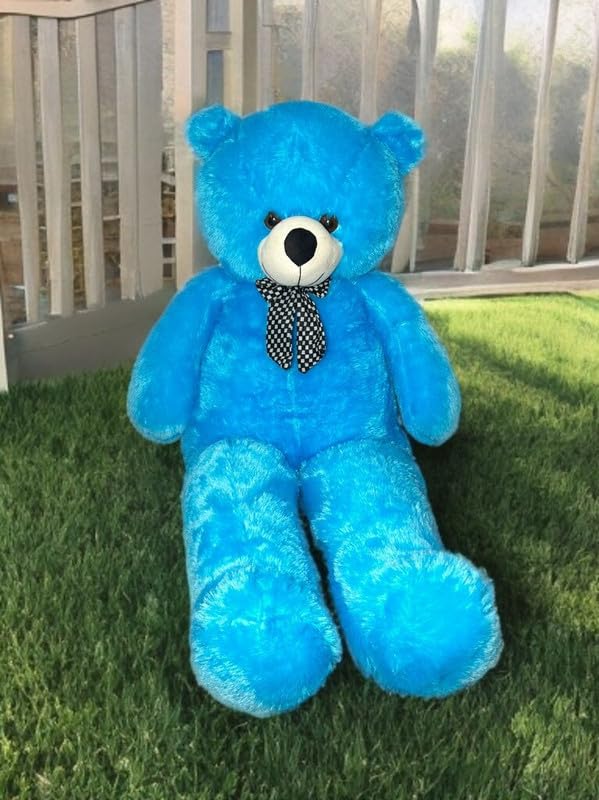Image of Cionum Blue Teddy Bear with Bow Soft Plush Toy for Kids - Cute Stuffed Toy - Soft Cuddly Plushie for Baby Boys & Girls, Return Gift - Teddybear 85cm