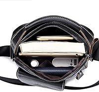 Vista 7 de Hebetag Bolso bandolera de cuero pequeño para hombre, para viajes al aire libre, negocios