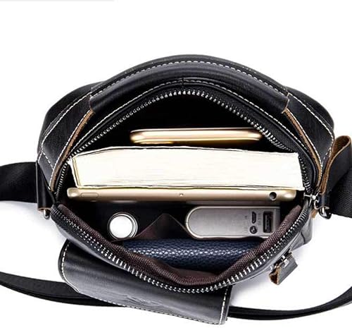 Miniatura 6 de Small Leather Shoulder Bag Crossbody Pack for Men Outdoor Travel Business