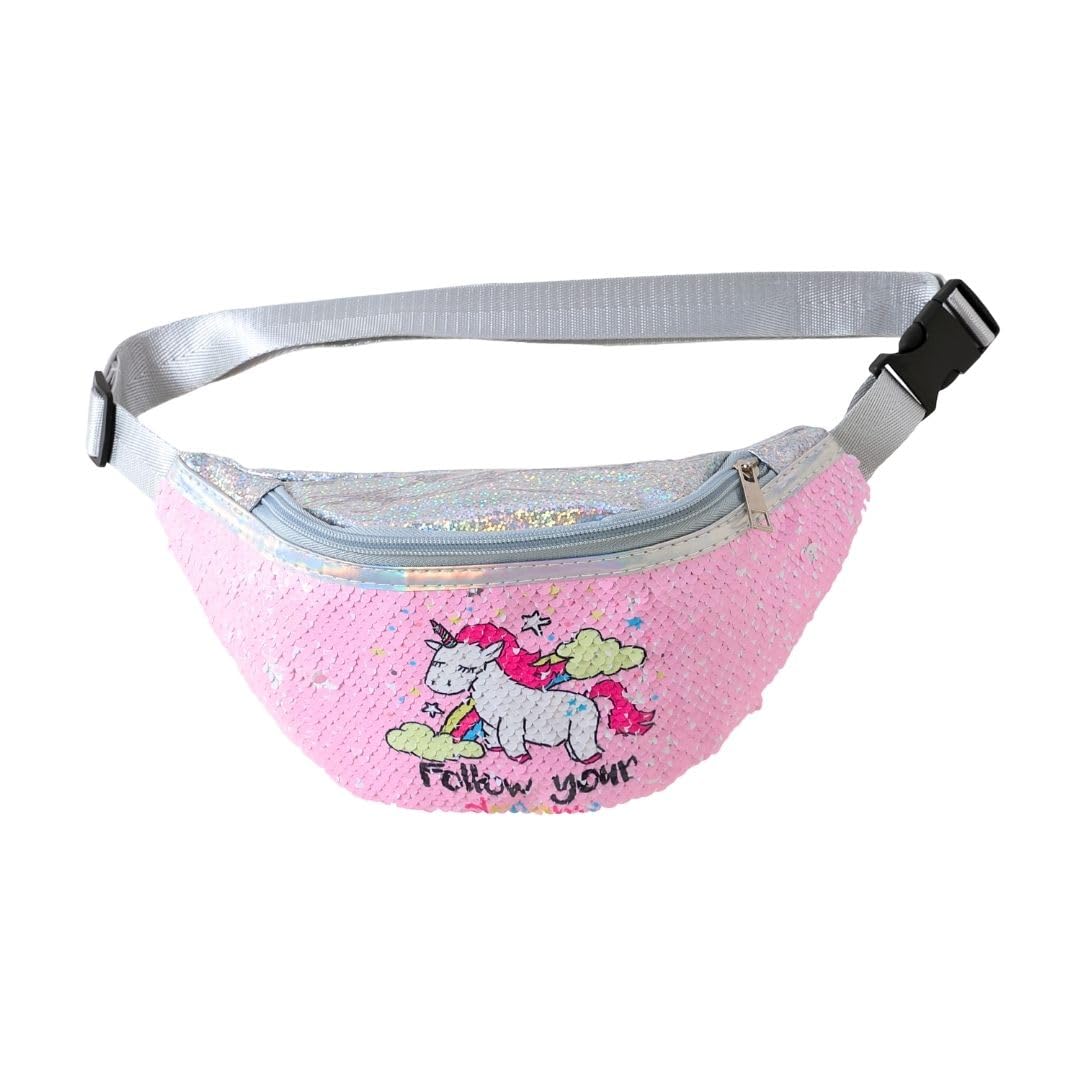 Unicorn Fanny Pack Waist Bag Pouch for Girls Kids | Waist Belt Bags | Travel Sequins Glitter Waist Bag for Gift | Girls Kids Unicorn Bag Party Fanny Packs Waist Pouch-image-41