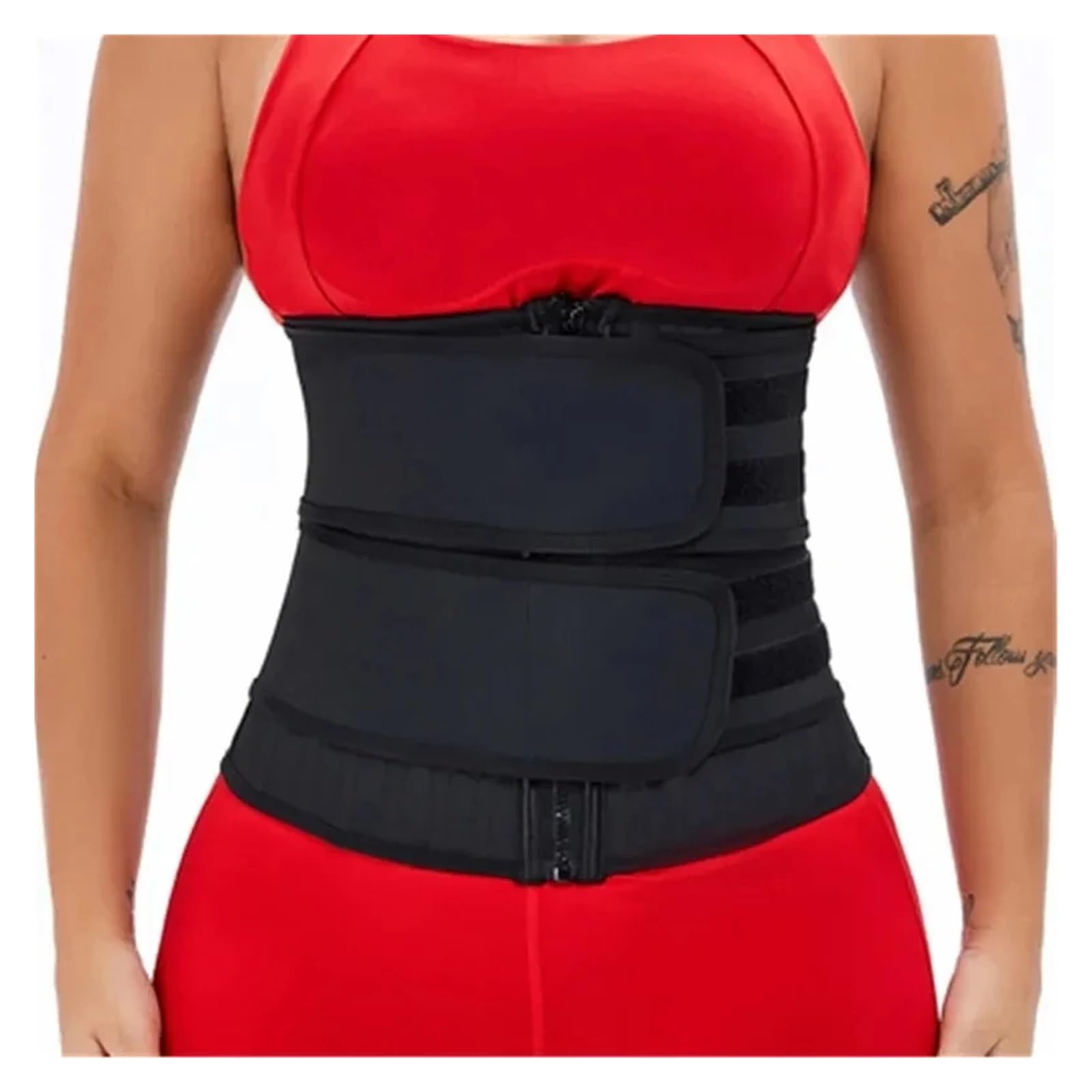 Gaine Ventre Plat Ceinture amincissante en latex avec 25 baleines en acier et 2 sangles amovibles, fermeture éclair et crochet, ceinture de modelage du ventre(M)