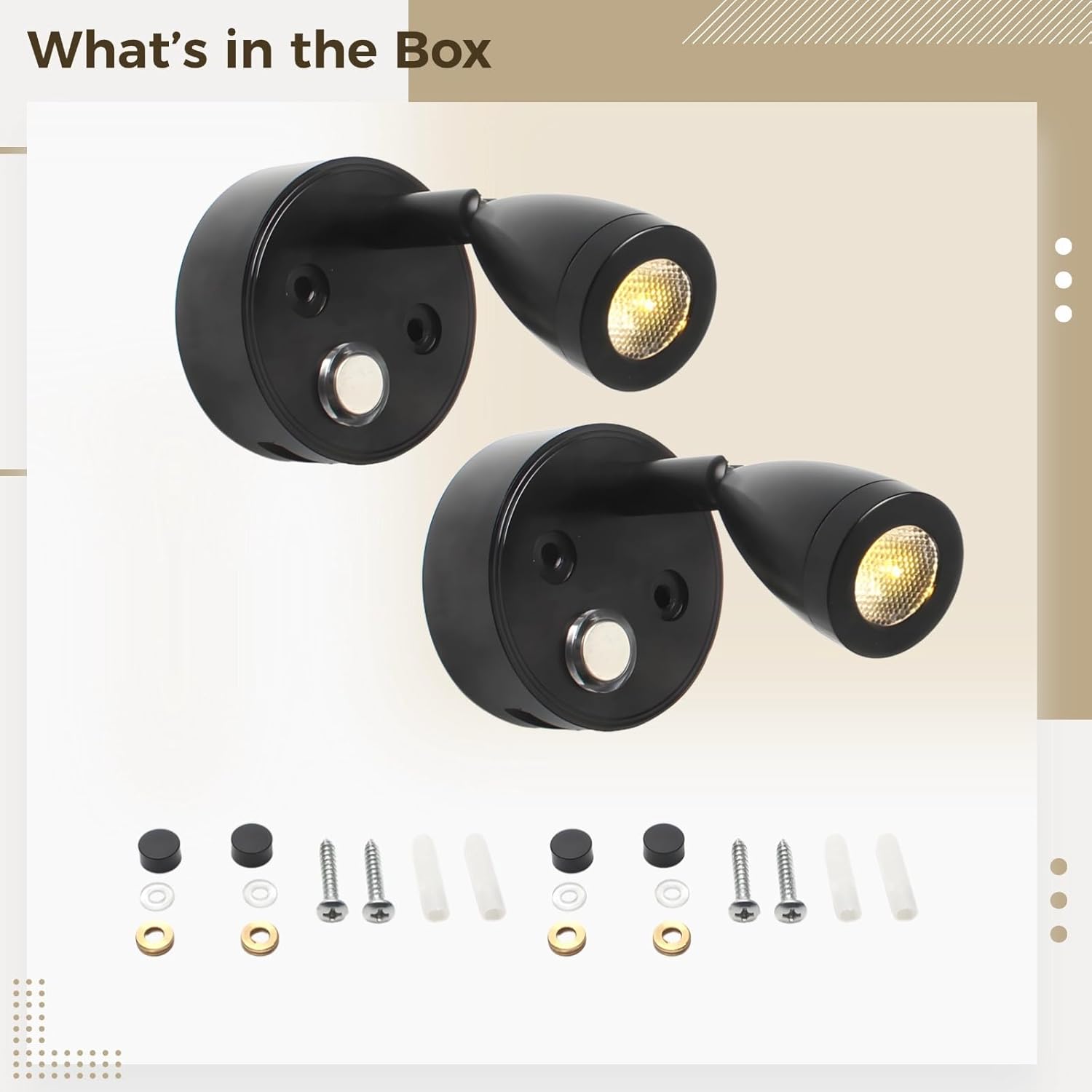 Dual 12V Led Reading Lights With Usb Port, Adjustable Touch Control, 350° Rotating Arm, 3-Color Dimmable For Rv, Boat