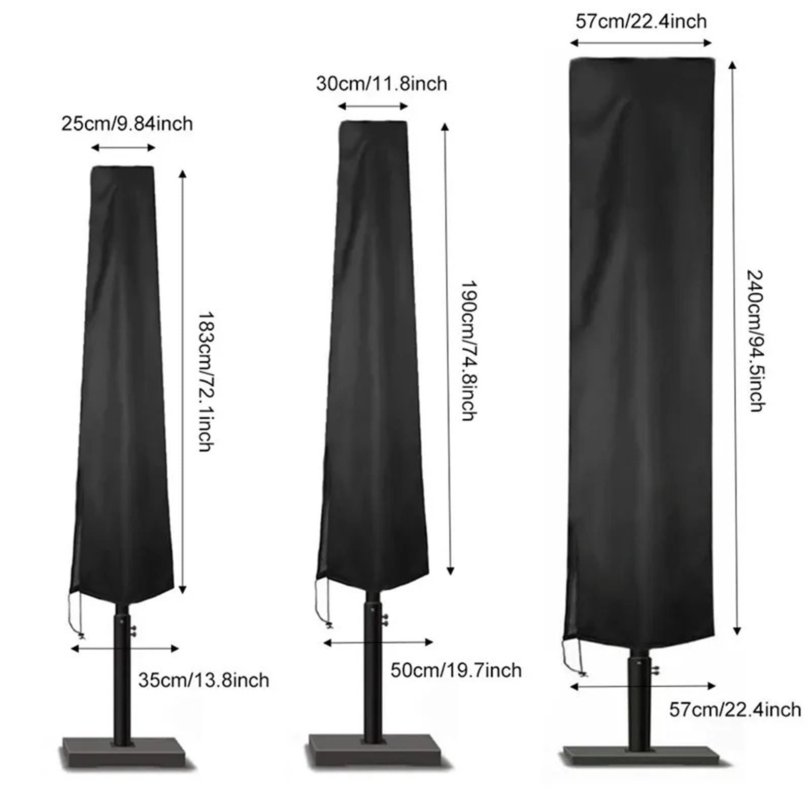 Housse pour Parasol Housse de Protection imperméable for Parasol Jardin, terrasse, en Tissu Oxford, for déporté, Contre la Pluie(205cm)