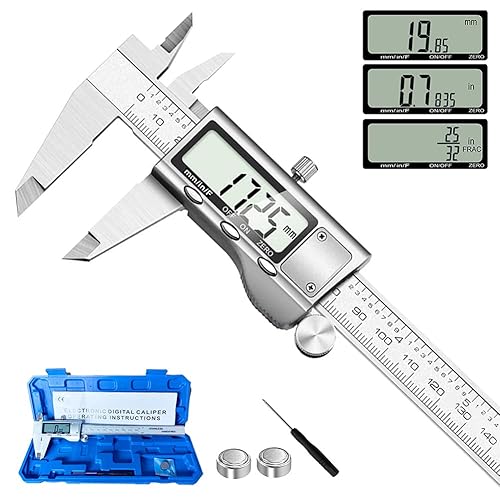 Digital Caliper Measuring Tool, Stainless Steel Vernier Caliper Digital Micrometer