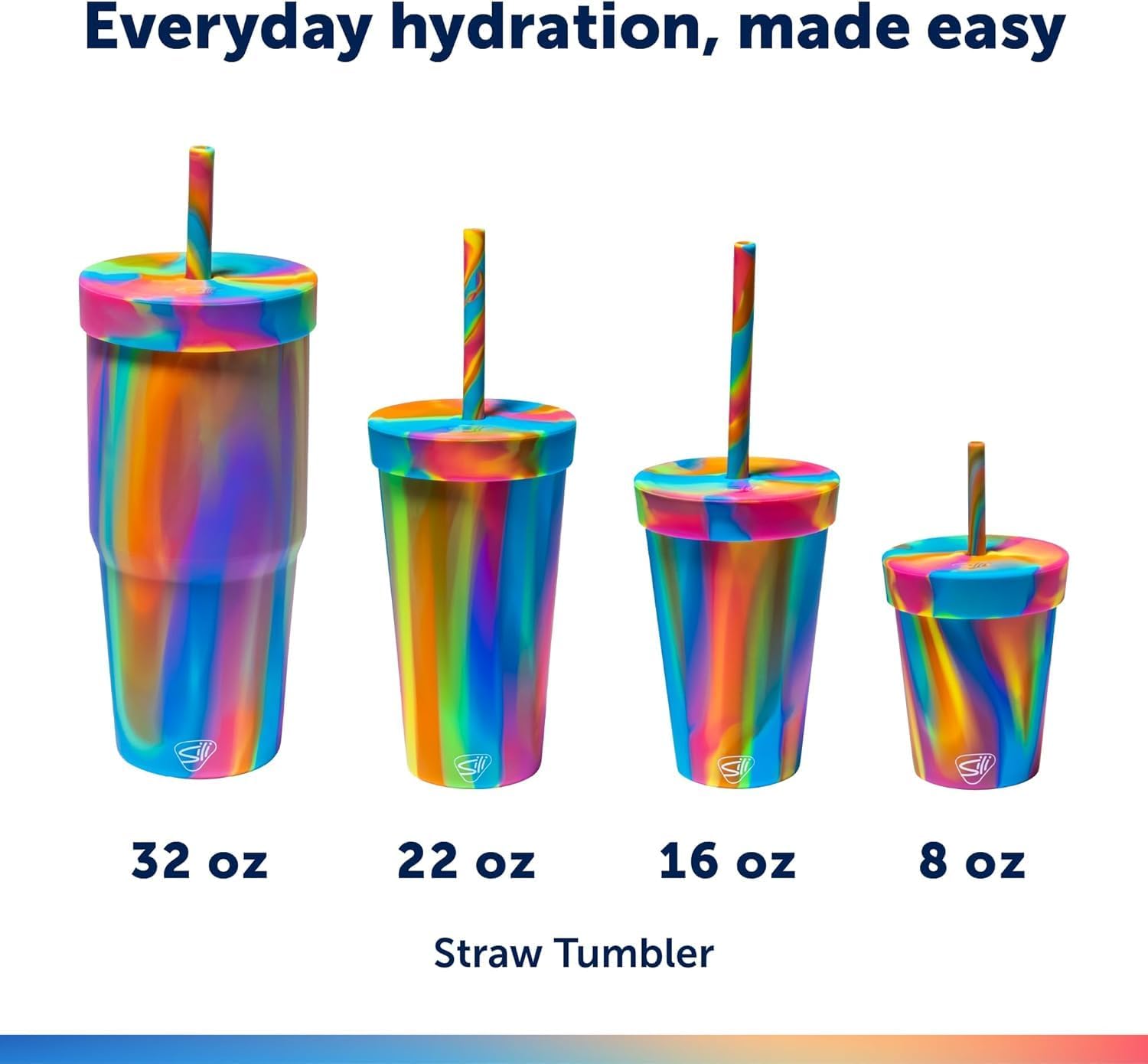 Silipint 32oz Silicone Straw Tumbler – BPA-Free, Non-Toxic, Unbreakable, Microwave, Dishwasher Safe – Perfect for Tea, Cold Water, Smoothies, Hippie Hops - Pack of 2