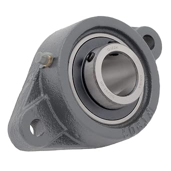 [2-Pack] UCFT207-20 - 2-Bolt Flange-Mount Ball Bearing Unit, Insert Bearing UC207-20, Cast Iron Housing FT207, Bore Shaft 1-1/4 in (31.75 mm), Set Screw Locking, 6-1/8 in (155.575 mm) Flange Length