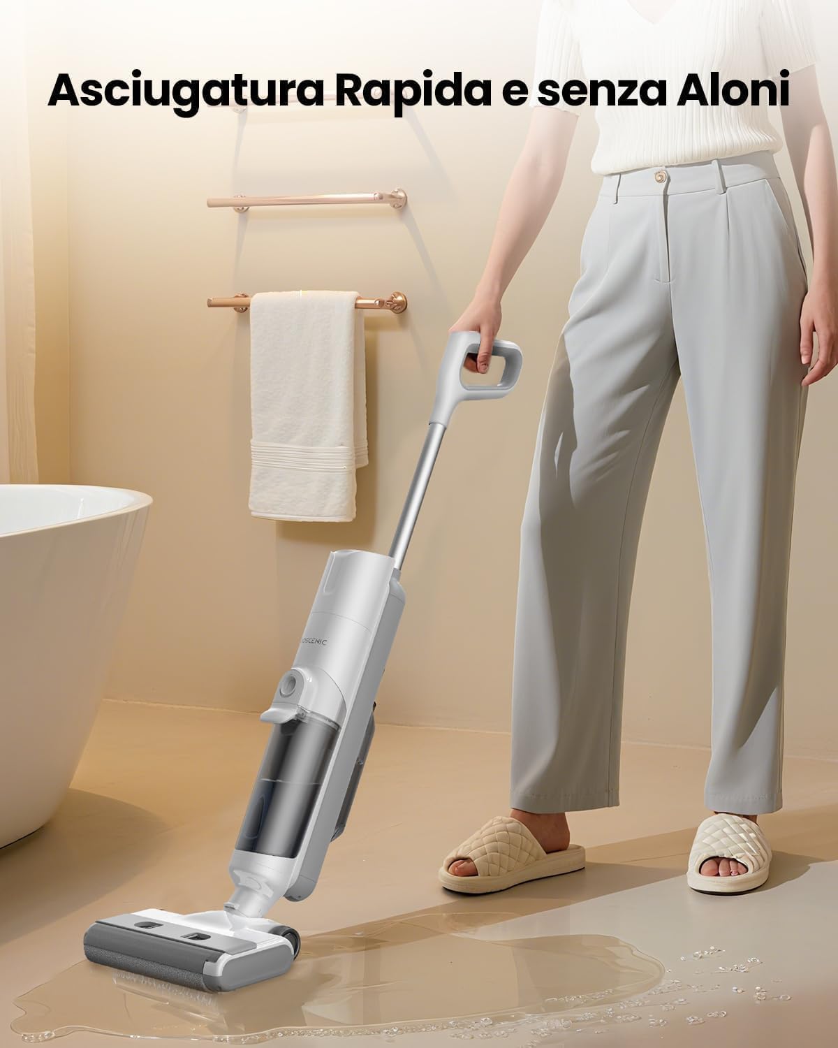 Proscenic F10 Ultra Aspirapolvere senza fili Lavapavimenti 3-in-1, per Solidi e Liquidi da 60 Minuti, Aspirapolvere Leggero per Solidi e Liquidi 1,3L, Autopulente, pulizia di Angoli e Bordi