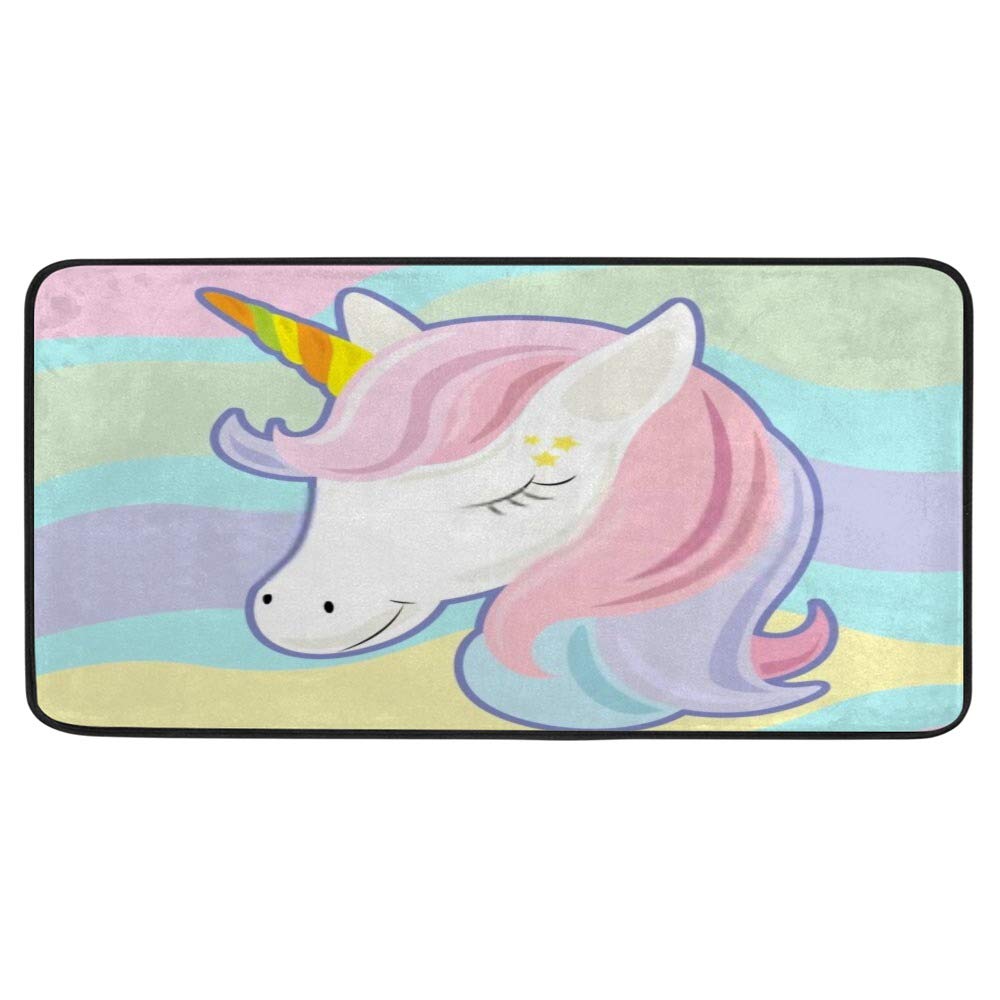 Tapis de cuisine licorne 100x50cm antidérapant et imperméable lavable