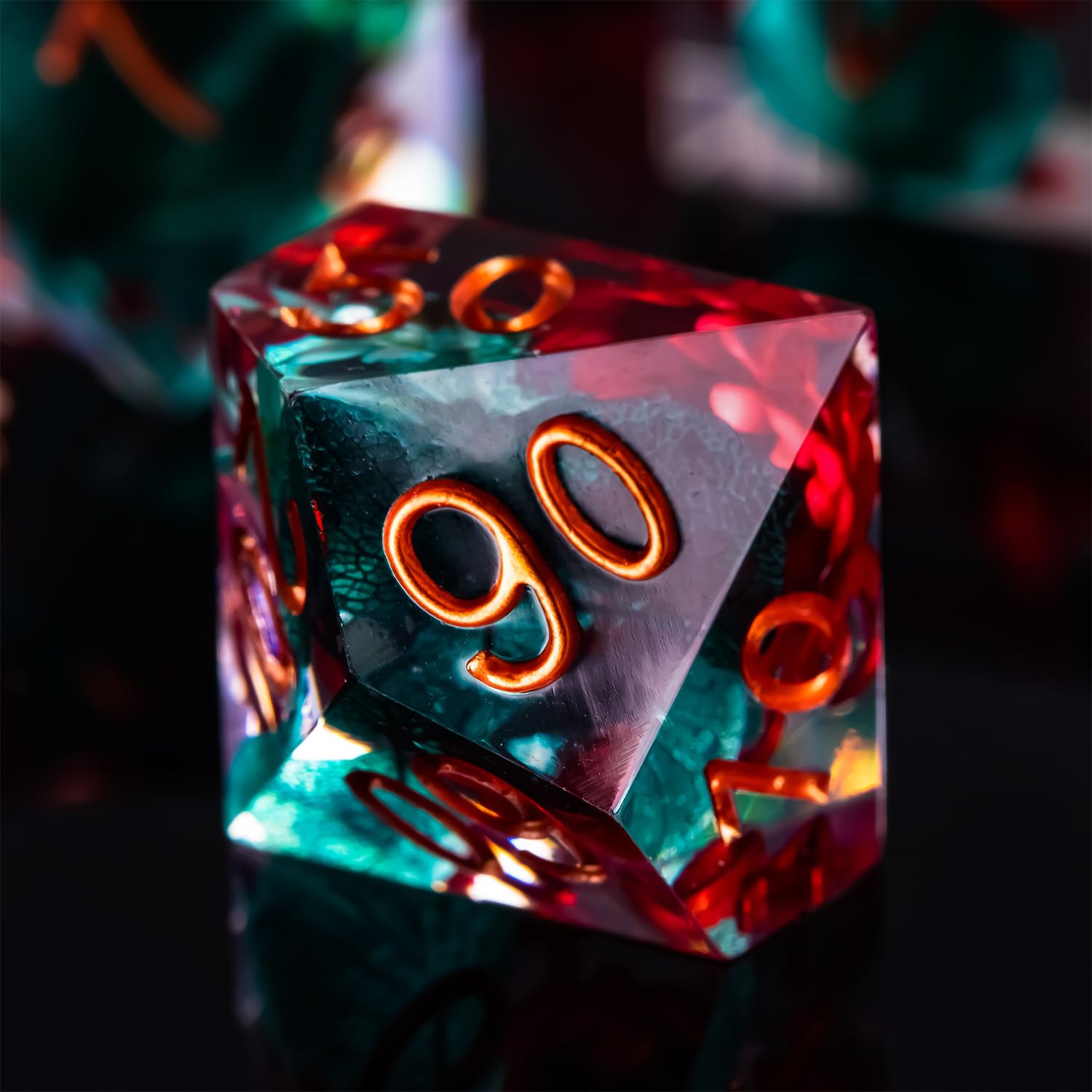 Set di dadi DND, 100% fatti a mano, con bordo affilato, 7 pezzi, in resina, poliedrici, FugaCity Dungeons and Dragons, set di dadi per D&D con sabbia dorata cristallina, per giochi di ruolo e MTG