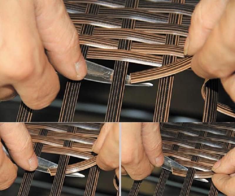 Miniatura 2 de Kit de reparación de mimbre de plástico de grano de madera ligera de 130 pies con herramienta de tejido de acero inoxidable, material de ratán de