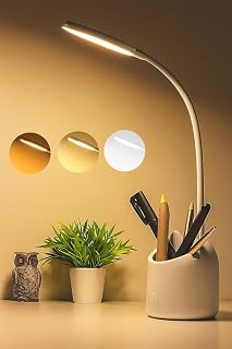 AVIARA™ LED Study Desk Lamps for Home Office with USB Charging Port, Pen Holder, Phone Holder, 360° Flexible Gooseneck Des... Price In India
