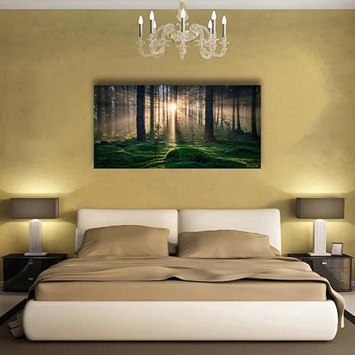 Miniatura 7 de Lienzo decorativo para pared, paisaje de amanecer, 20 x 40 pulgadas, imagen de árbol y bosque, para decoración de pared de sala de estar y
