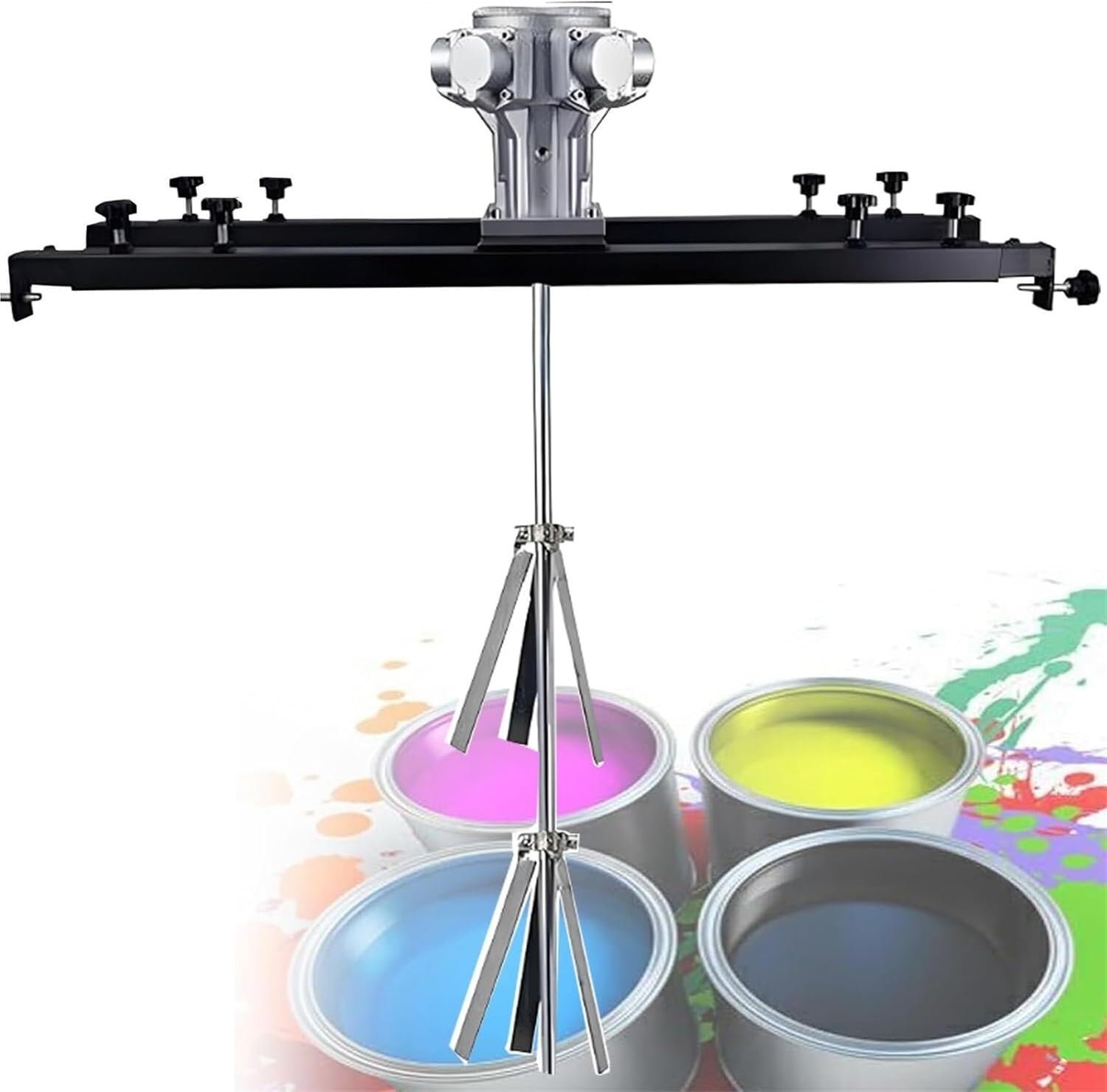 IBC Pneumatic Agitator, Pneumatic Air Stirring Tank Mixer with Stainless Steel Folding Blades, Telescopic Bracket, for Mixing Paints And Coatings Three-cylinder