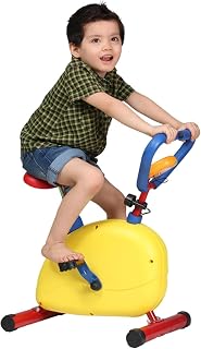 Bicicleta estática para niños, equipo de ejercicio divertido con resistencia ajustable y altura del asiento para niños de 3 a 8 años