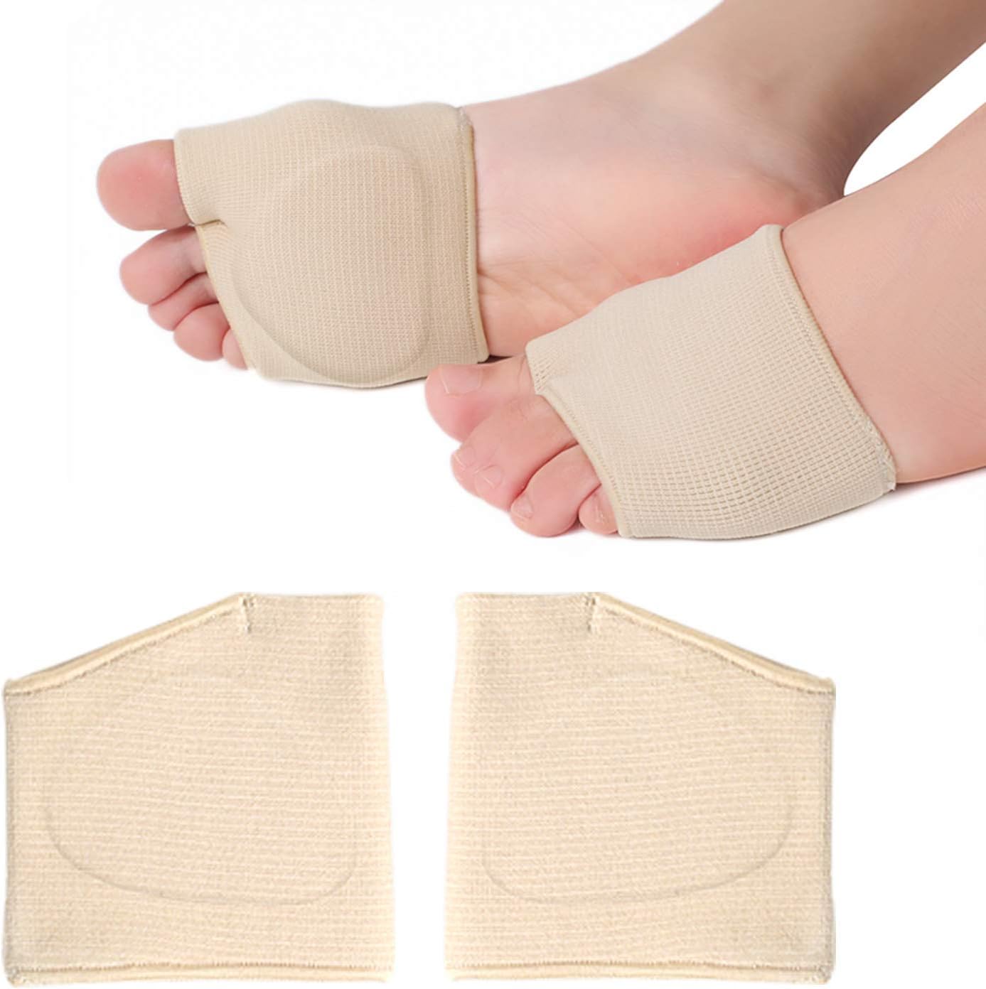 RooRuns Metatarsal Pads Ball of Foot Cushions Metatarsal Foot Pads for Pain Relief,Gel Pads Cushion for Metatarsalgia Mortons Neuroma Fabric Metatarsal Sleeve Pads for Women/Men,Beige(1 Pair) : Health & Household