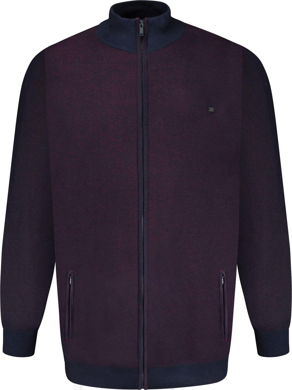 Kam Men's Navy Full Zip Through Two Tone Knitwear - Blue - 5XL