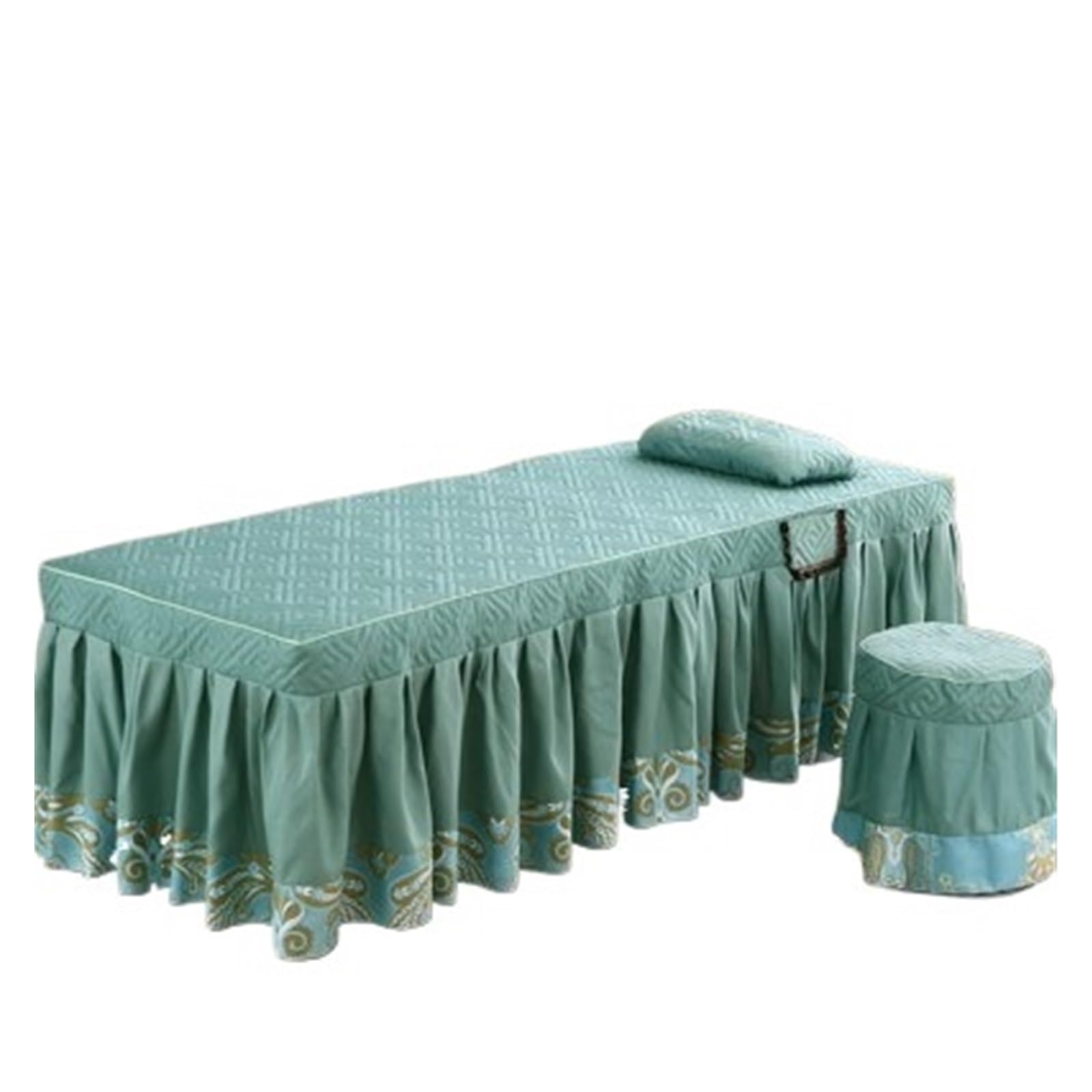 Massage Bed Sheet 2pcs Set Bed Skirt+ Pillowcase SPA Massage Table Cover Sheet Bedskirt with Hole(Color 11,70x185)