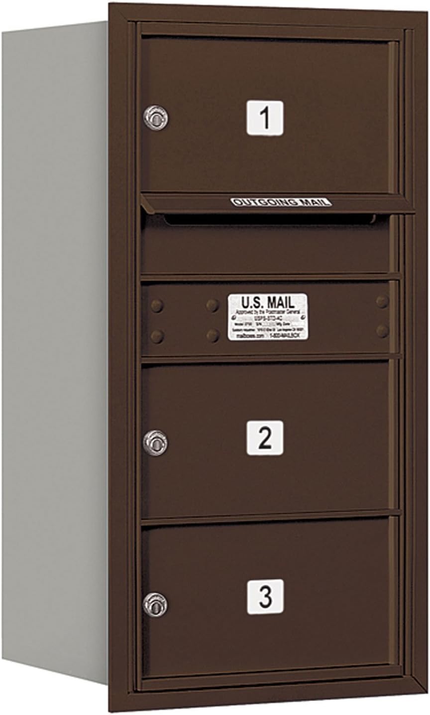 Salsbury Industries 3708S-03ZRP Recessed Mounted 4C Horizontal Cluster Mailbox, Bronze