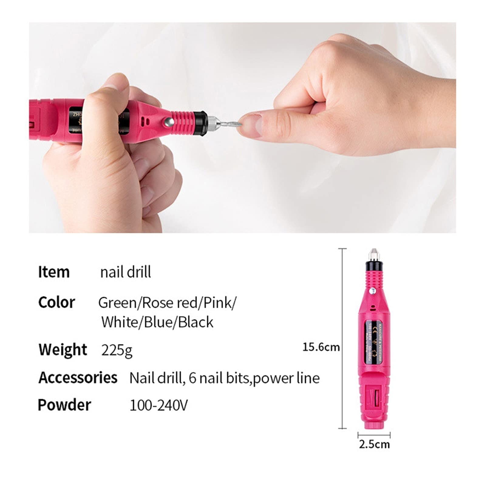 Trapano per Unghie 1 Set Professional Electric Nail Drill Machine Macchina Manicure Pedicure Art Pen Strumenti per Le Unghie per(USB White)
