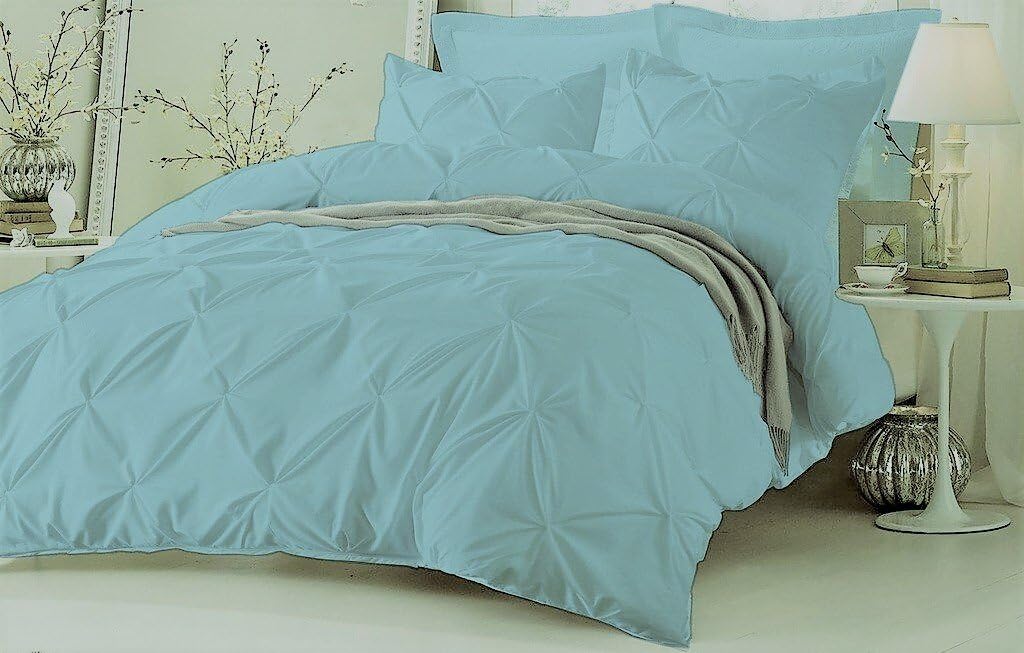 Stylish Pinch Pleated 1 PCs Decorative Duvet Cover(Aqua Blue, Full/Queen) Luxurious 100% Egyptian Cotton 300 Thread Count