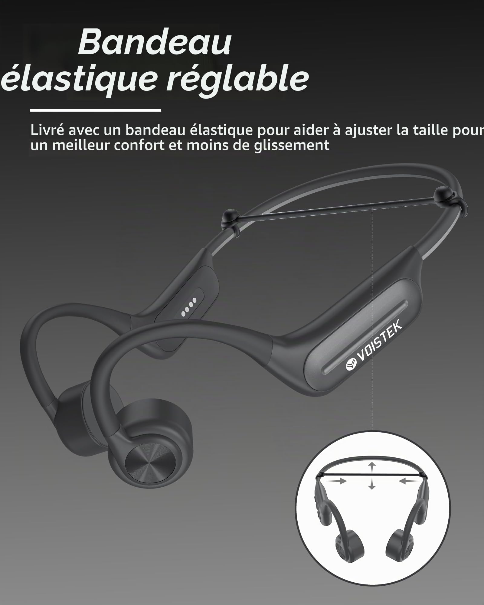 Voistek Casque Bluetooth à Transmission Osseuse - Idéal pour Natation, Sport & Course à Pied - avec Lecteur MP3 Intégré, Mémoire 32 Go sans Fil - Conception Ergonomique pour Activités Exercices
