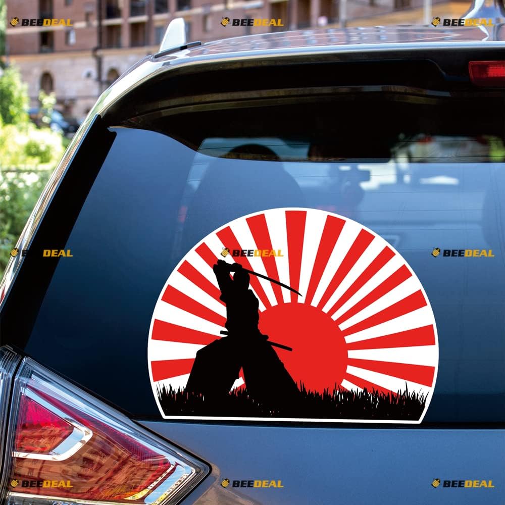 Japanese Samurai Warrior Bushido Red Rising Sun Sticker Decal Vinyl - 3 Pack Reflective, 3 Inches, 4 Inches, 6 Inches - for Car Boat Laptop Cup image 2