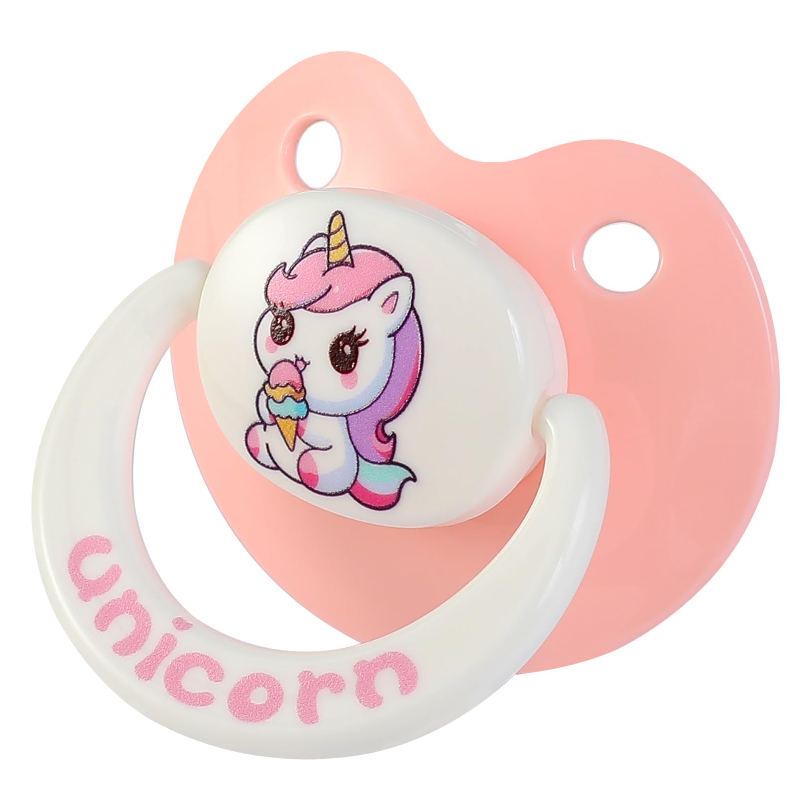 Cute Adult Sized Pacifier for Anxiety: Big Shield Unicorn Paci for Autism - Soft Silicone Large Nipple Binky for Sleeping Pink and White