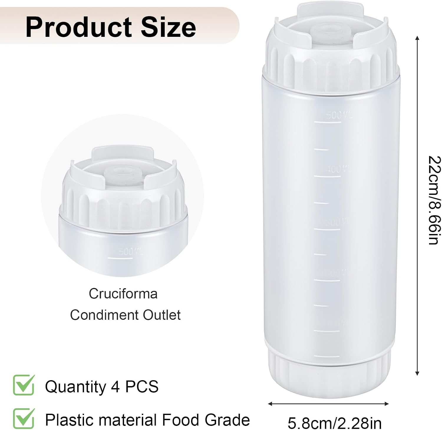 4 Pcs 20 oz Refillable Squeeze Bottles, Condiment Squeeze Bottle Plastic