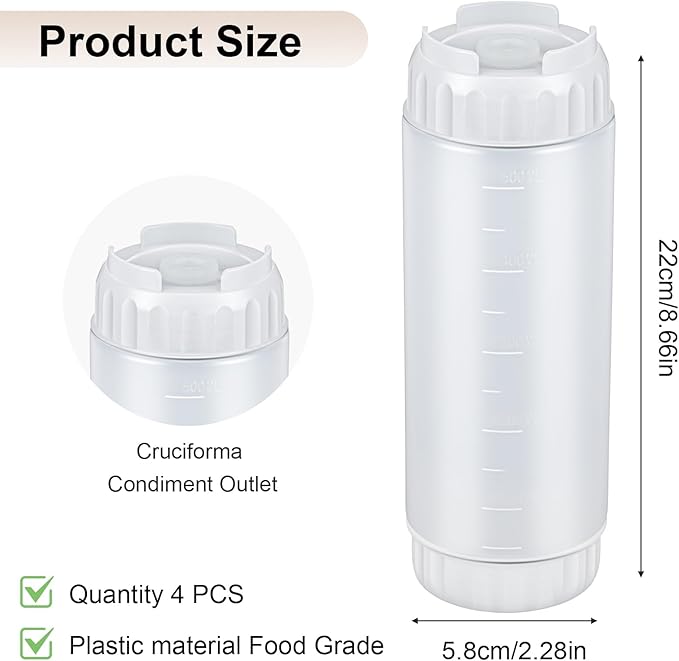 4 Botellas Exprimibles Recargables de 20 oz para Salsas miniatura 3