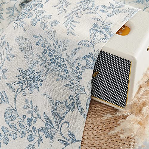 Lazzzy Kitchen Tie Up Valance Curtain Linen Floral Farmhouse Valance For Living Room Bathroom Bedroom Country Valances Window Treatments Small Cafe Curtian 20 Inch Rod Pocket 1 Panel Blue On Beige #TOP7