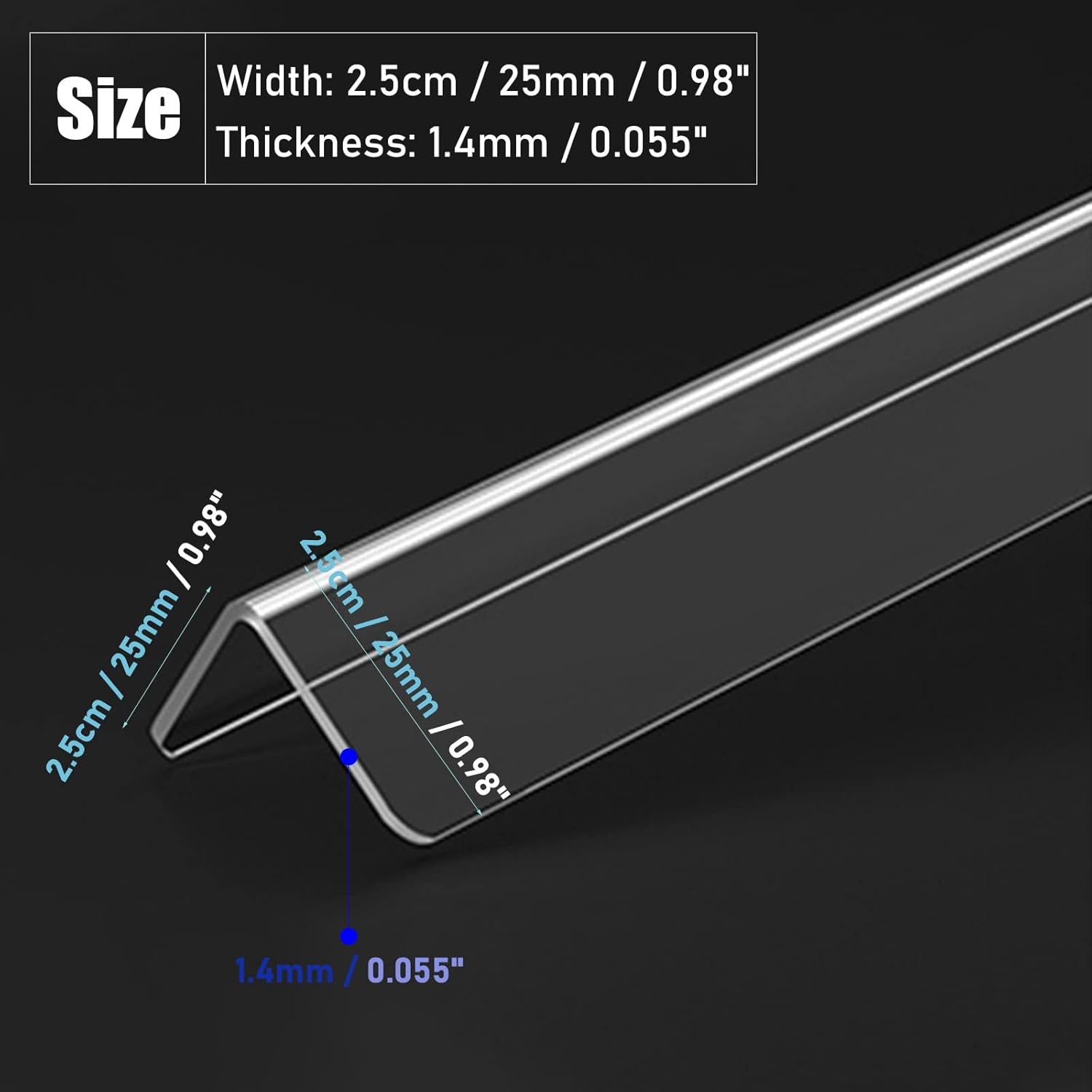 LXLZYXSF Clear Plastic Corner Guard Corner Shield, Self-Adhesive Wall Corner Protector Strip, Punch-Free Corner Trim Strip, 90-Degree Angle (Color : 25mm Wide, Size : 120cm/47.2inch)